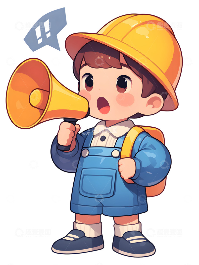 高清大图下载【趣麦麦图】小孩喇叭扩音器宣传