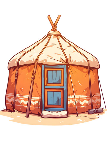 卡通蒙古包帐篷住房