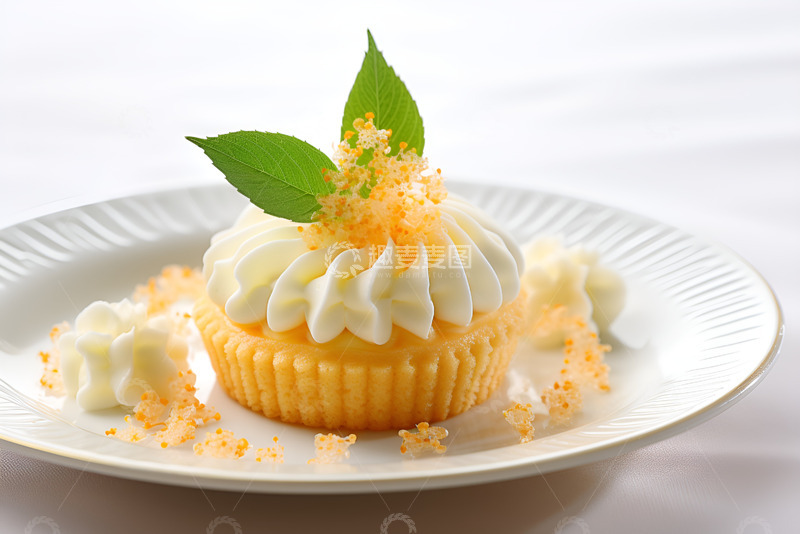 高清大图下载【趣麦麦图】一盘奶油桂花小蛋糕