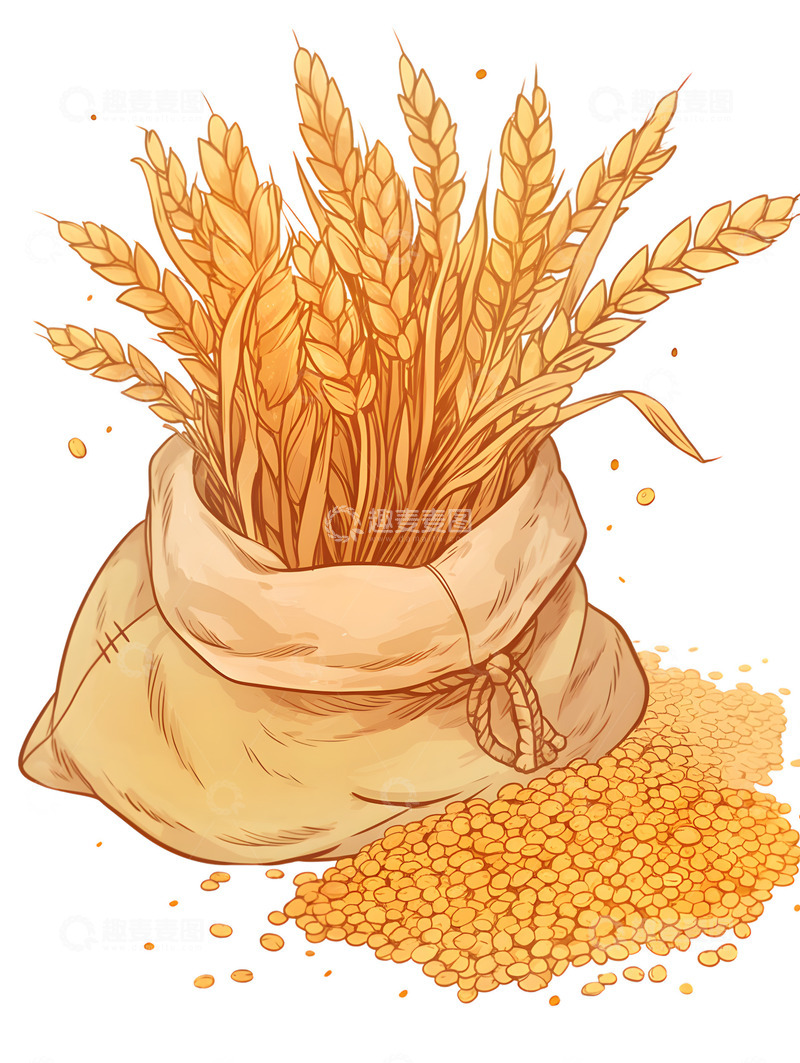 高清大图下载【趣麦麦图】一袋谷物卡通粮食