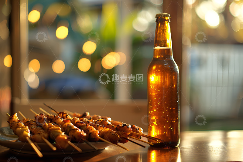 高清大图下载【趣麦麦图】啤酒和烤肉串