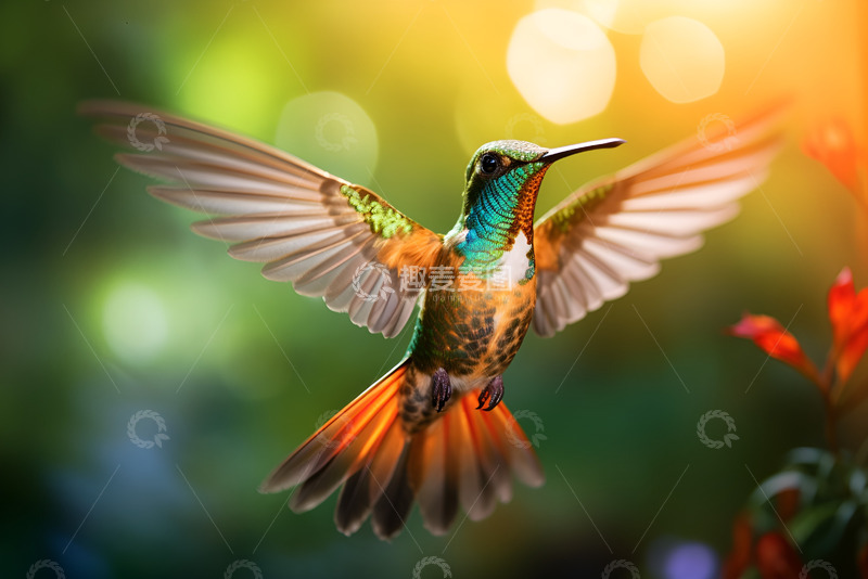 高清大图下载【趣麦麦图】空中飞翔的蜂鸟