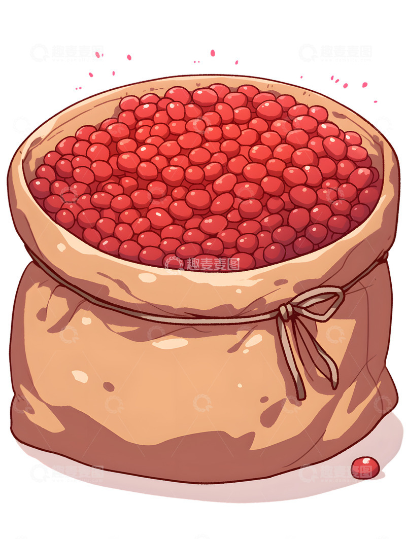 高清大图下载【趣麦麦图】一大袋红豆卡通