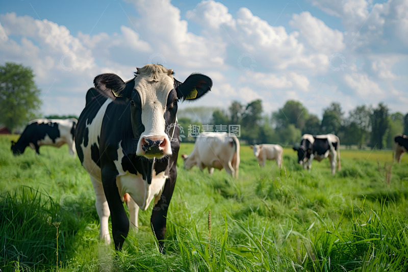 高清大图下载【趣麦麦图】草场里黑白相间的奶牛