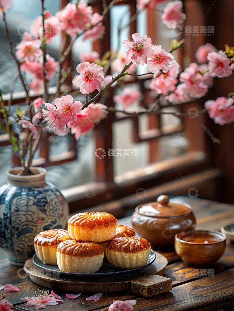 高清大图下载【趣麦麦图】花朵装饰糕点实拍