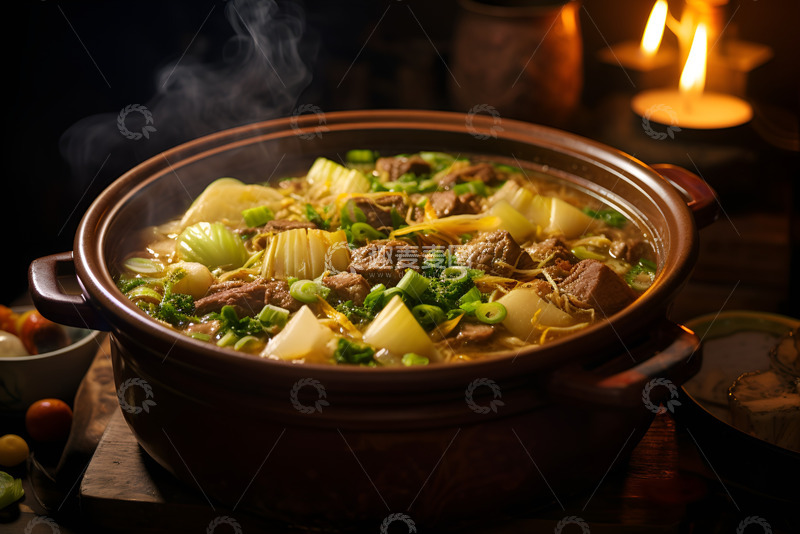 高清大图下载【趣麦麦图】一锅白菜粉条炖猪肉