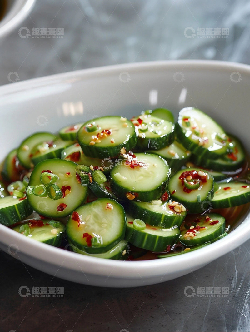 高清大图下载【趣麦麦图】凉拌切片黄瓜美食