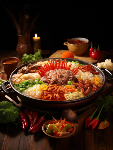 黑色背景火锅拍摄