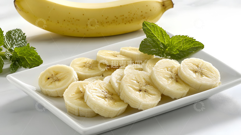 高清大图下载【趣麦麦图】切片香蕉水果健康白底美食特写
