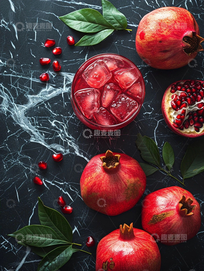 高清大图下载【趣麦麦图】俯拍红色石榴饮品