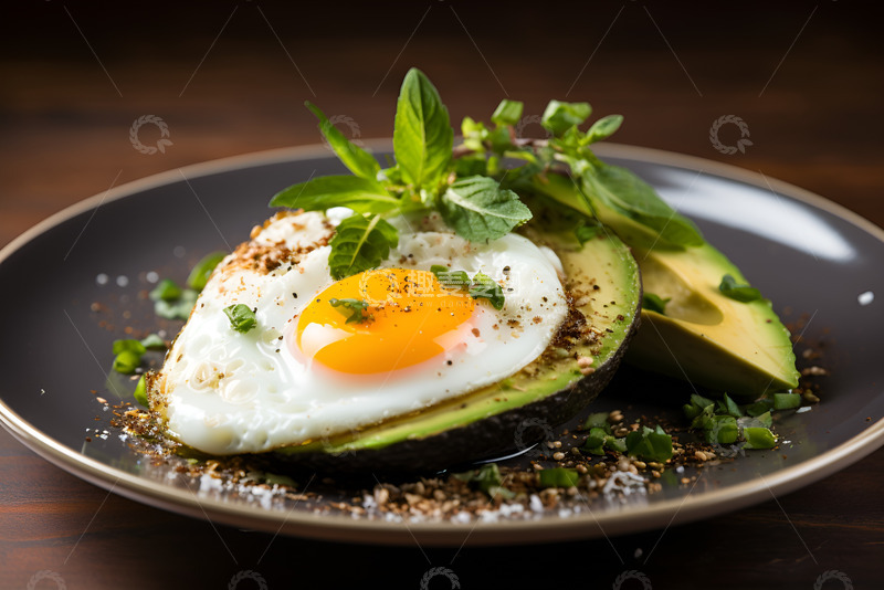 高清大图下载【趣麦麦图】煎鸡蛋和牛油果