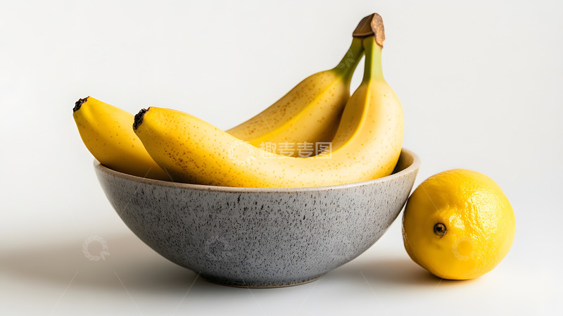 高清大图下载【趣麦麦图】香蕉柠檬健康水果静物白底图