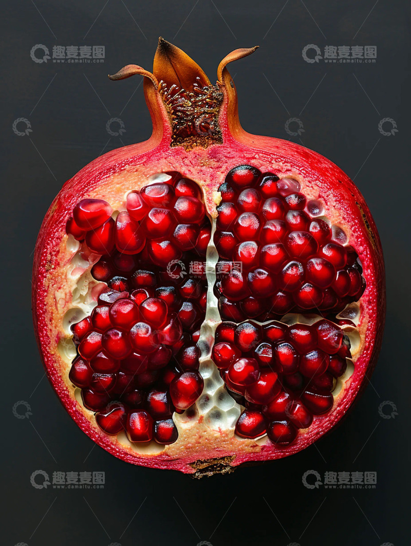 高清大图下载【趣麦麦图】黑色背景一颗石榴水果