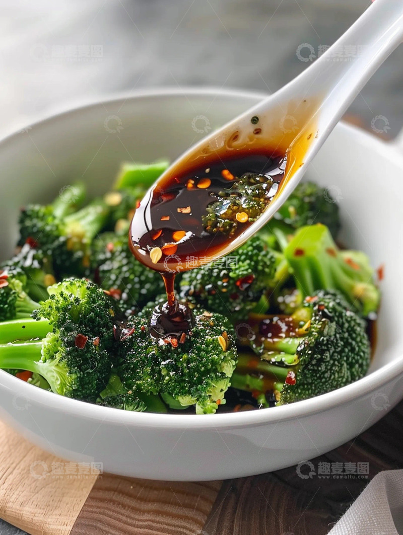 高清大图下载【趣麦麦图】凉拌红油西兰花实拍