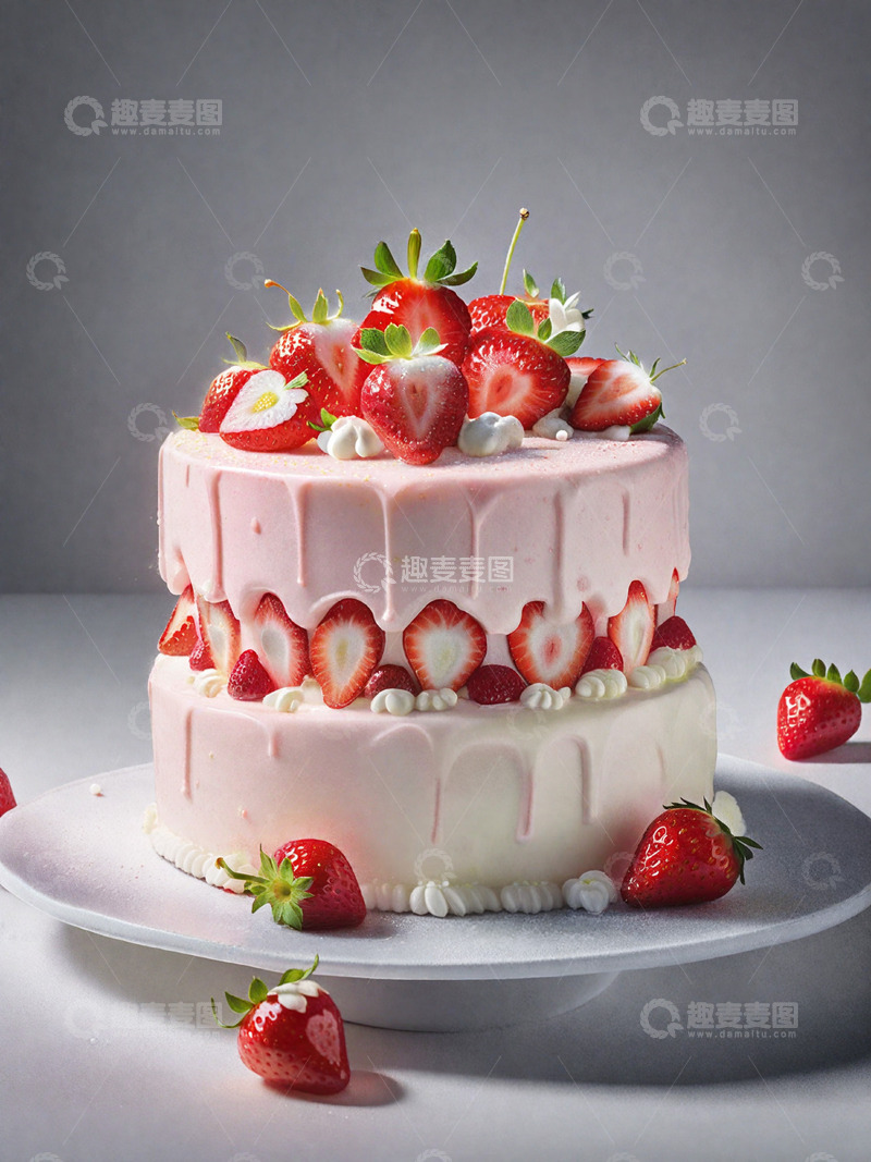 高清大图下载【趣麦麦图】秋冬草莓蛋糕实拍图