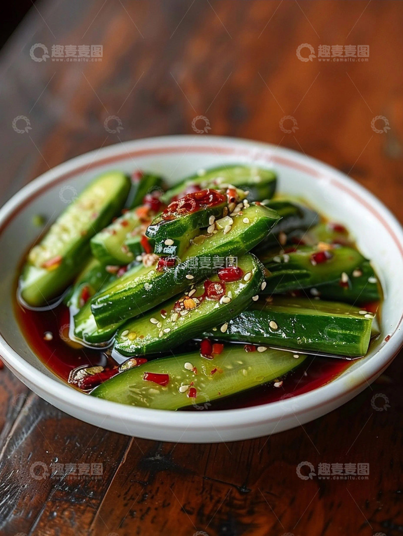 高清大图下载【趣麦麦图】实拍凉拌黄瓜美食