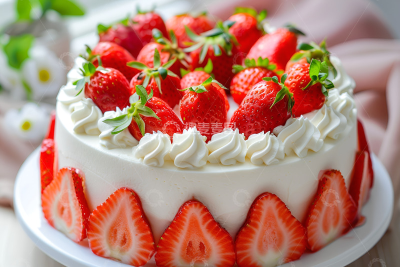 高清大图下载【趣麦麦图】草莓奶油蛋糕
