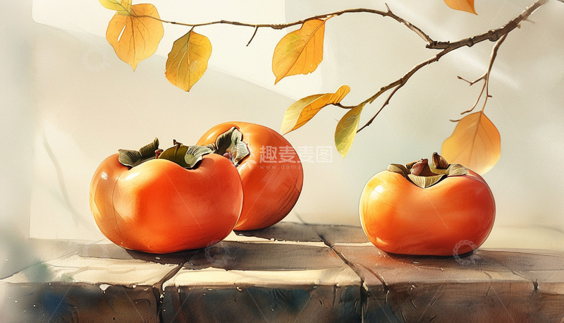 高清大图下载【趣麦麦图】秋天丰收柿子