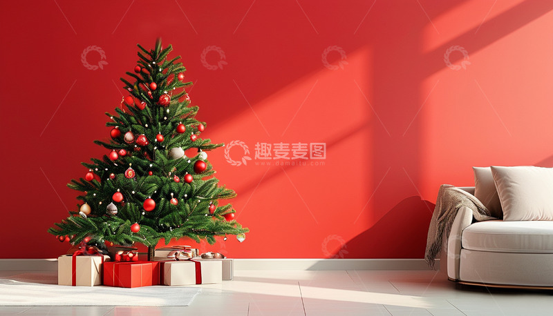 高清大图下载【趣麦麦图】圣诞节圣诞树背景