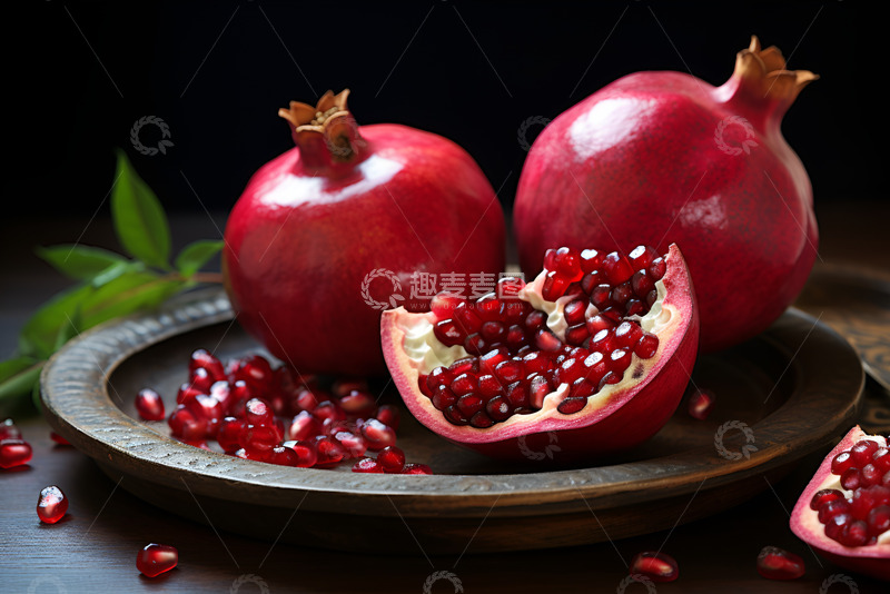 高清大图下载【趣麦麦图】一盘石榴和石榴籽