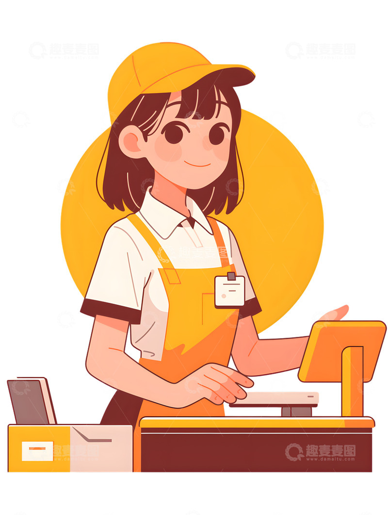 高清大图下载【趣麦麦图】卡通收营员柜台