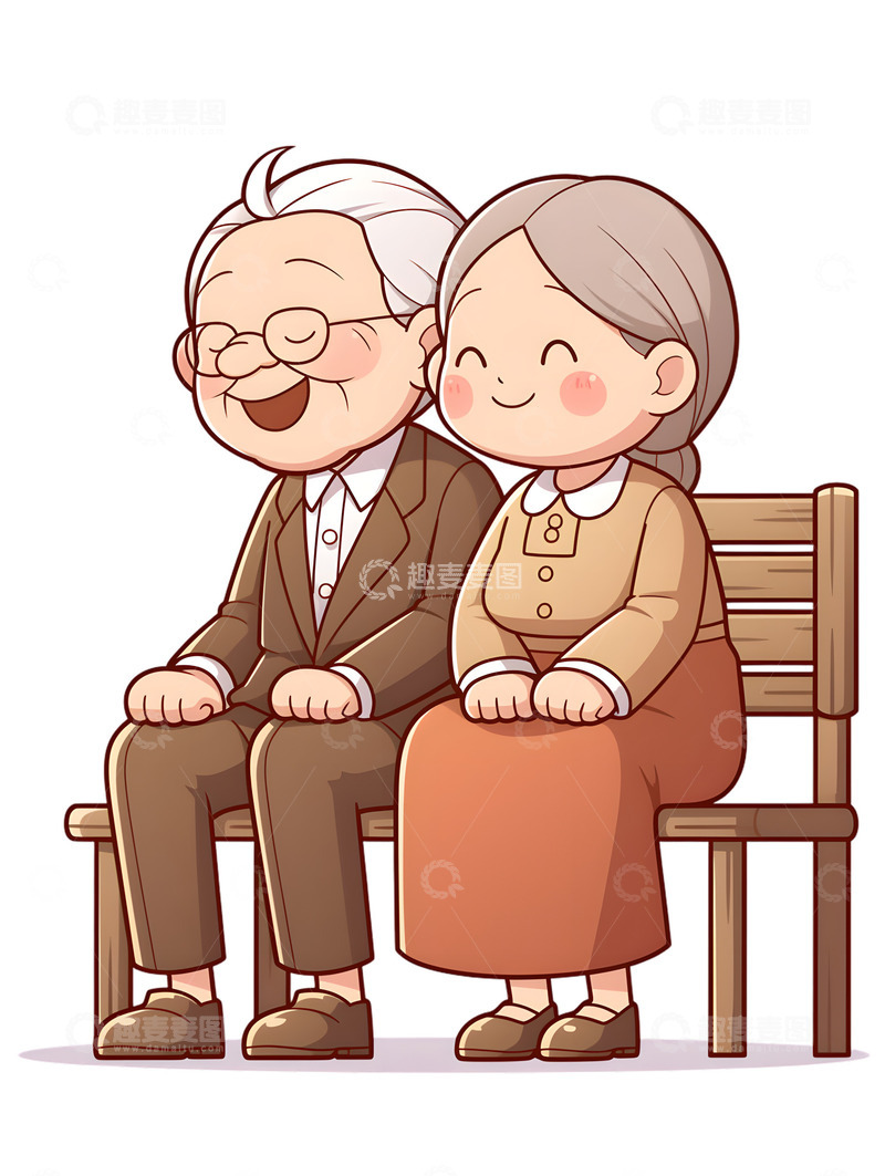 高清大图下载【趣麦麦图】夫妻老年凳子