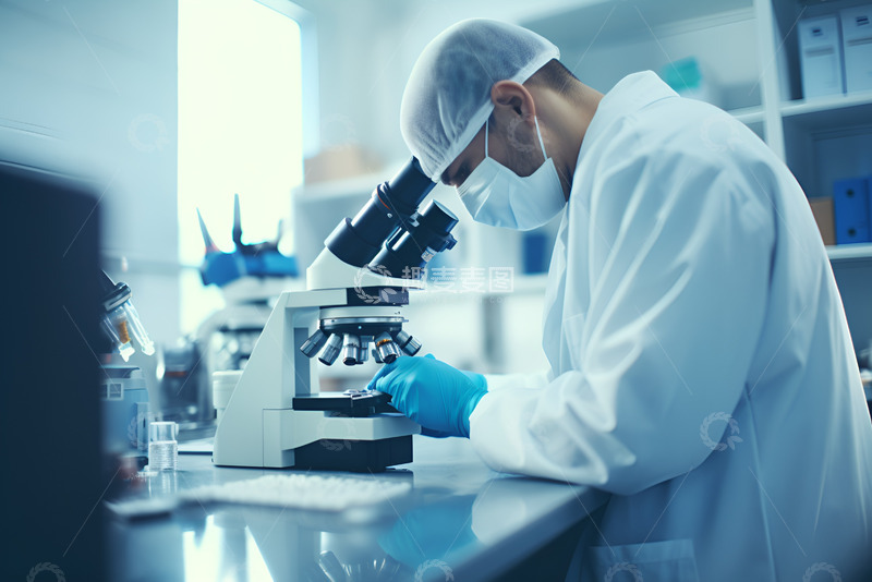 高清大图下载【趣麦麦图】拿着显微镜观察的实验员