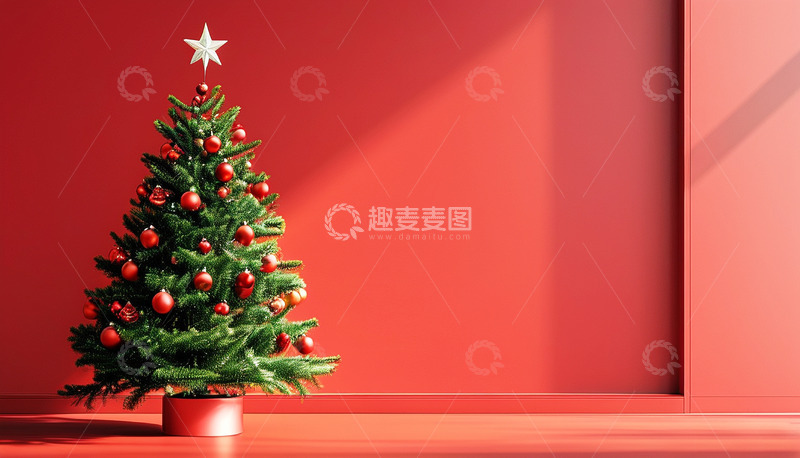 高清大图下载【趣麦麦图】红色背景圣诞节背景