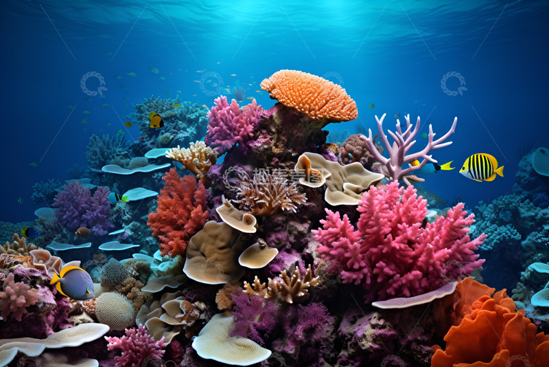 高清大图下载【趣麦麦图】海底珊瑚丛背景元素