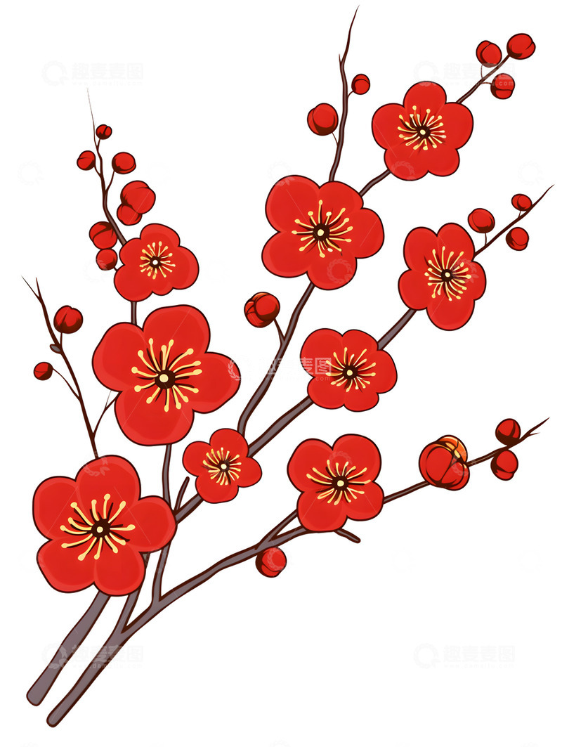 高清大图下载【趣麦麦图】红梅花朵卡通
