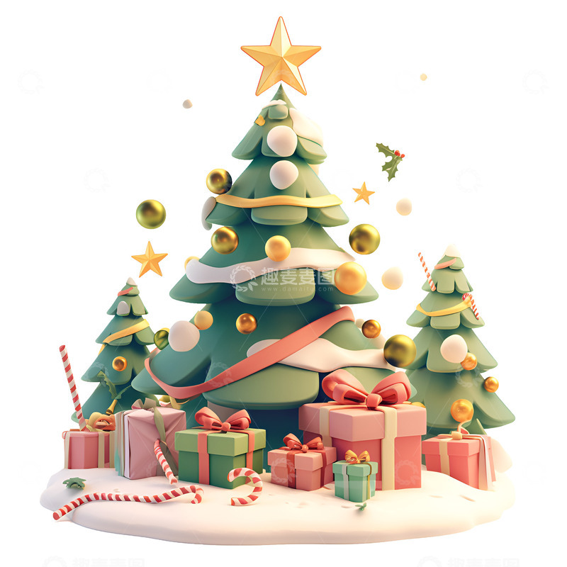 高清大图下载【趣麦麦图】圣诞树和礼品盒