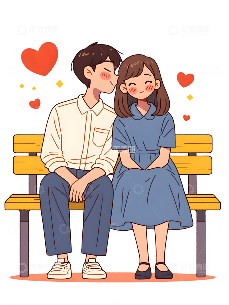 高清大图下载【趣麦麦图】年轻情侣卡通