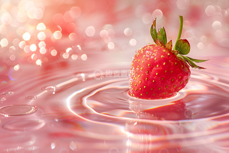 高清大图下载【趣麦麦图】水波中的草莓