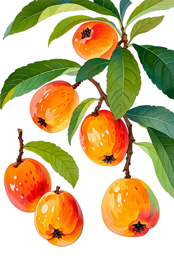 水果枇杷艺术插画