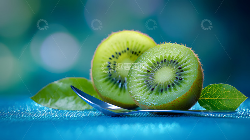 高清大图下载【趣麦麦图】绿色的猕猴桃切片健康水果图