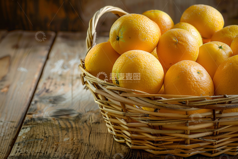 高清大图下载【趣麦麦图】一篮筐新鲜橙子