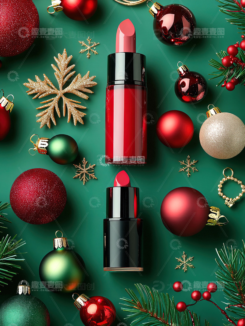 高清大图下载【趣麦麦图】圣诞节背景口红摄影素材17