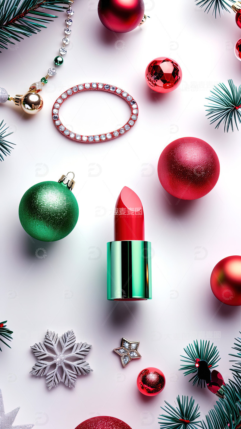 高清大图下载【趣麦麦图】圣诞节背景口红摄影素材4
