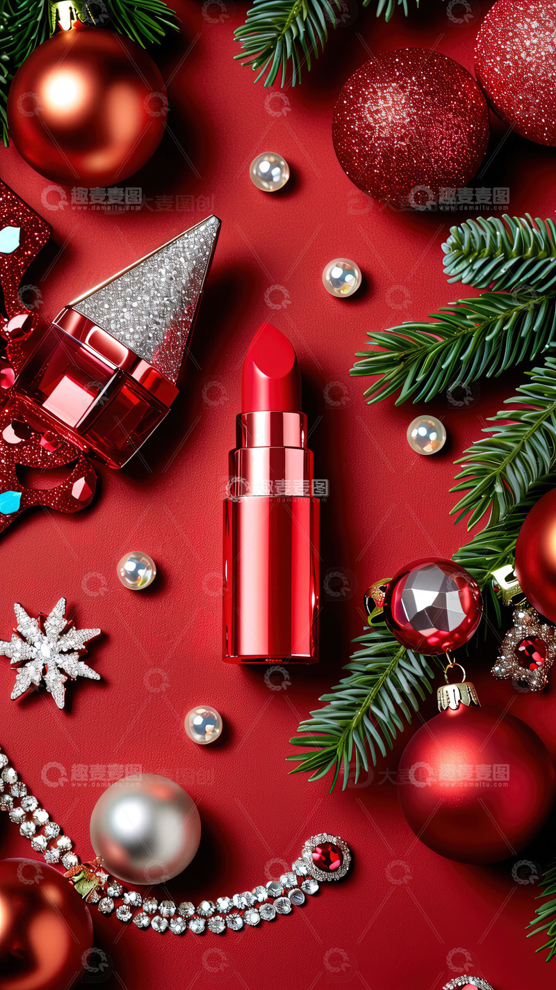 高清大图下载【趣麦麦图】圣诞节背景口红摄影素材6