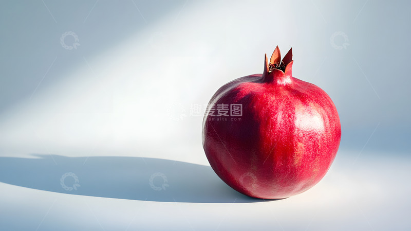 高清大图下载【趣麦麦图】红色石榴健康水果白色背景简约特写
