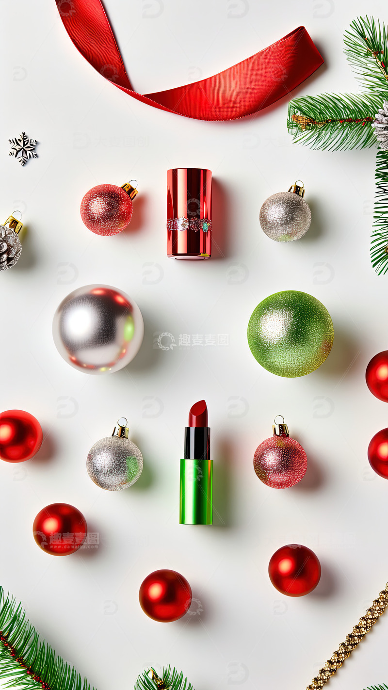 高清大图下载【趣麦麦图】圣诞节背景口红摄影素材5