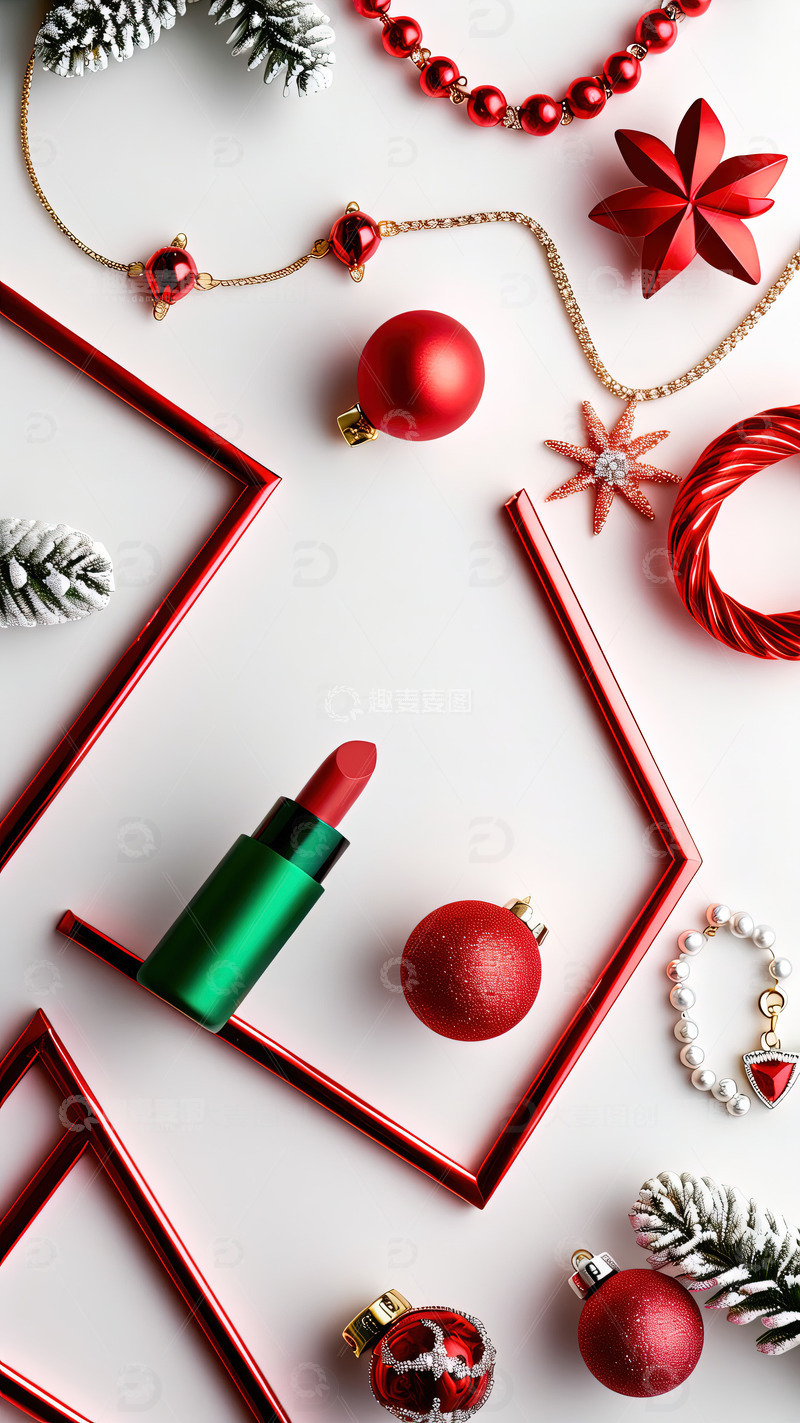 高清大图下载【趣麦麦图】圣诞节背景口红摄影素材2