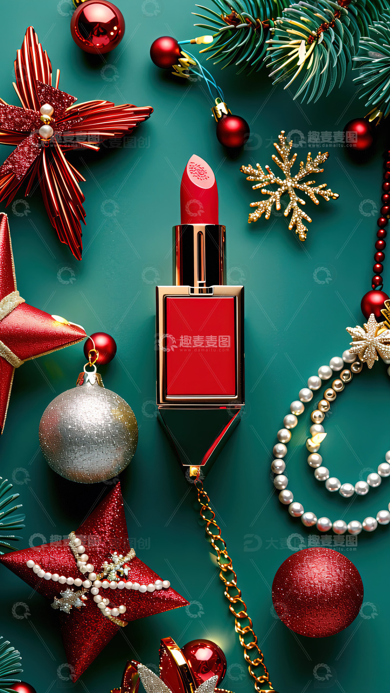 高清大图下载【趣麦麦图】圣诞节背景口红摄影素材9