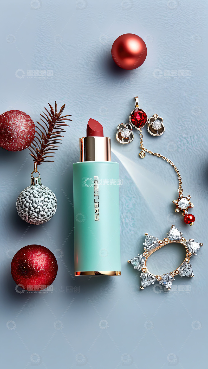 高清大图下载【趣麦麦图】圣诞节背景口红摄影素材3