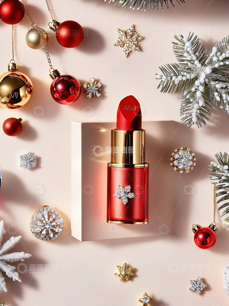 高清大图下载【趣麦麦图】圣诞节背景口红摄影素材40