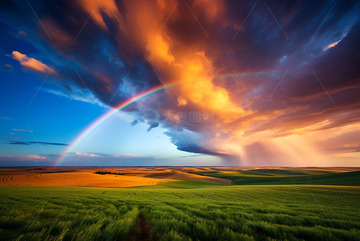 大草原上美丽的彩虹