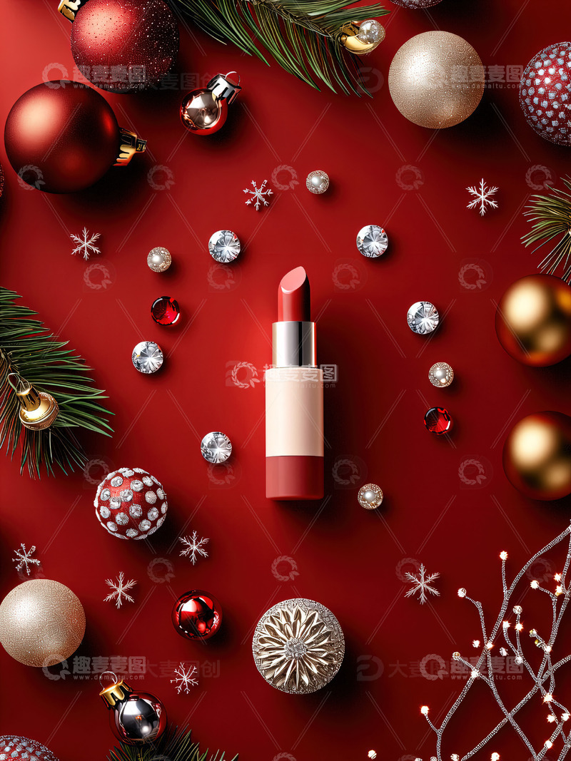 高清大图下载【趣麦麦图】圣诞节背景口红摄影素材20