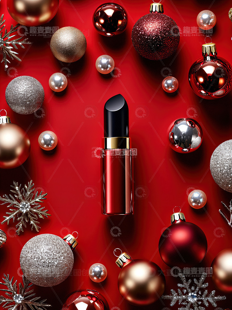 高清大图下载【趣麦麦图】圣诞节背景口红摄影素材41