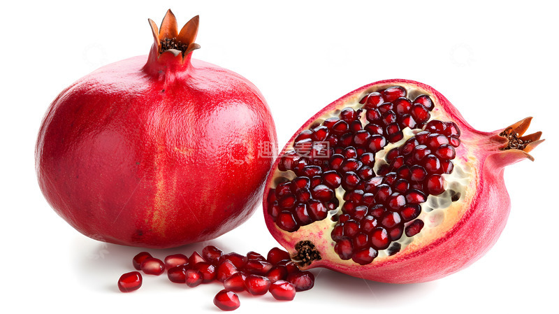 高清大图下载【趣麦麦图】切开石榴健康水果白色背景特写