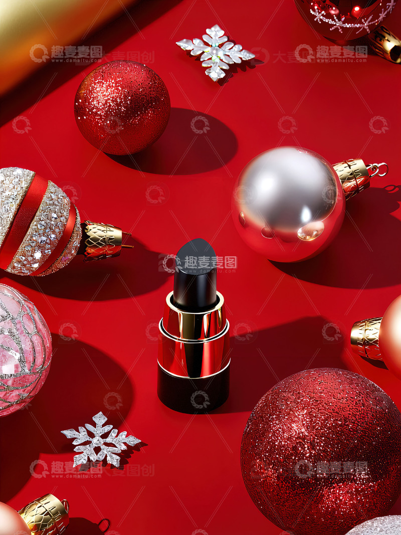 高清大图下载【趣麦麦图】圣诞节背景口红摄影素材42
